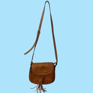 Altar’d State faux leather Boho purse, braided details, fringe tassel, pockets!